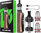 Vaporesso GTX One Pro Mod Kit con batería integrada de 3000mAh + Atomizador XTank T (3ml, carga superior) - Compatible con resistencias GTX (0.6Ω/1.2Ω) - No Nicotine (Marrón)