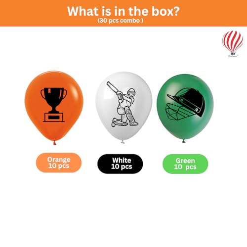 Image of HK balloons 30Pcs Green White Orange Printed Sport Balloons Item Sport Favor Theme Birthday Party Supplies for Classroom Home Club Decoration Balloons Rubber
