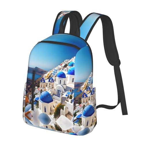 Santorini Greek Island sea View print Simple lightweight casual backpack travel bag backpack for men and women2