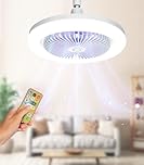 Alljia Ceiling Fans with Lights and Remote, 2 in 1 Quiet Fan with Light 3 Color Dimmable, 1/2/4H Timing, 3 Speed Fan Light for Living Room Bedroom and Kids Room