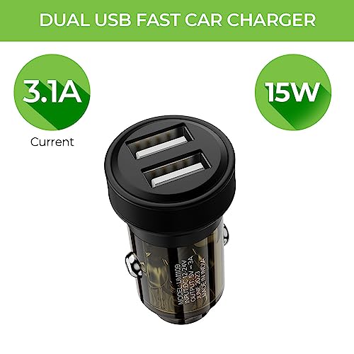 Image of ULTRAPROLINK 15W Fast Car Charger With 3 In 1 Cellularphone Charging Cable|Zip Kit| Rapid Car Charger With Dual Usb Ports & Transparent Body|Multi Charger|18W Nylon Braided Cable|Um1109