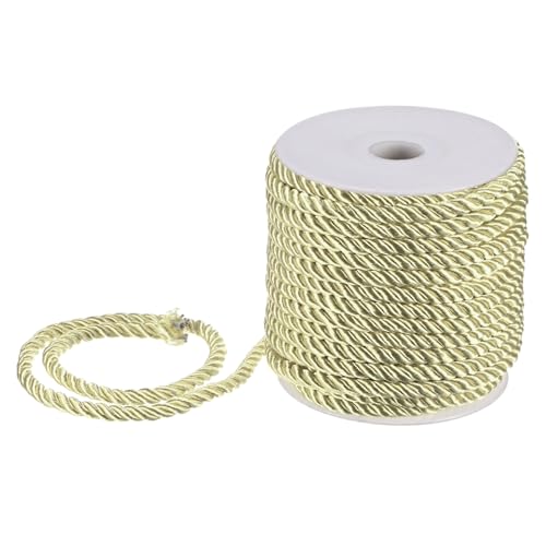 M METERXITY 22 Yards Twisted Rope Trim, 5mm/0.2" Beige Soft Polyester Twisted Silk Rope Cord 3-Ply Decorative Cord for Gift Bag/DIY Crafts/Home Decor/Curtain Tieback