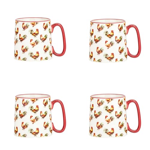 10 Strawberry Street Bella Mug Traditional Rooster, Set of 4