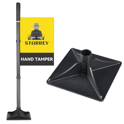 Image of TTamper Tool 8 inchx8 inch Heavy Duty Steel Hand Tamper for Leveling Soil, Gravel, Sand, Asphalt Compactor Tool for Landscaping, Paver, Driveway, and Blacktop Repair