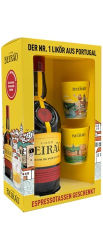 Licor Beirão Geschenkset – Nr. 1 Likör aus Portugal – mit 2 Espressotassen gratis – 0.7L – 22 Prozent Volumen
