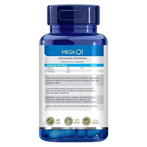 Mega QI L-Triptofano + L-Carnitina + Vit. B3 500mg 60 Cápsulas - Upnutri - 02un