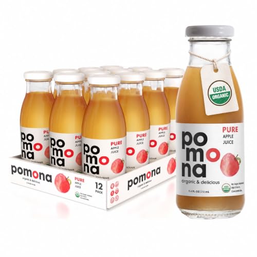 Pomona Organic Pure Apple Juice, No Sugar Added, 12-pack
