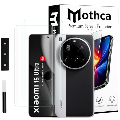 Image of Mothca Curved UV Tempered Glass Screen Protector for Xiaomi 15 Ultra | Transparent | Pack of 2 | Borderless Full Screen Coverage with UV Installation Kit