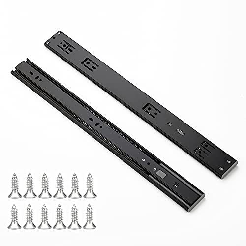 Image of Ravinte 18 Inch Soft Close Drawer Slides 1 Pairs 2 Pack Black Full Extension Ball Bearing Drawer Glide Side Mount
