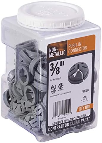 Halex, 3/8 in. - 1/2 in. Knockout Non-Metallic Push-In Connector , 75105B, 100 per pack , Gray