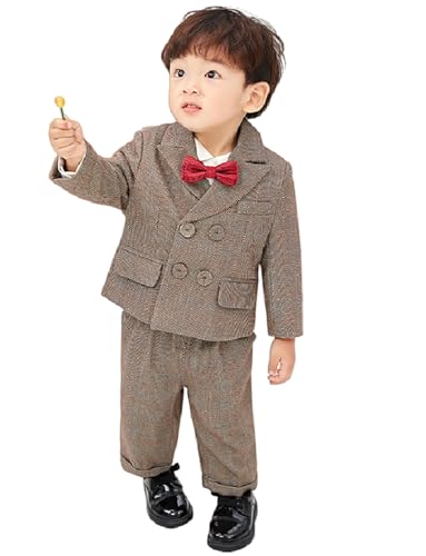 Costume pied-de-poule garçon chic avec boutons double boutonnage premium
