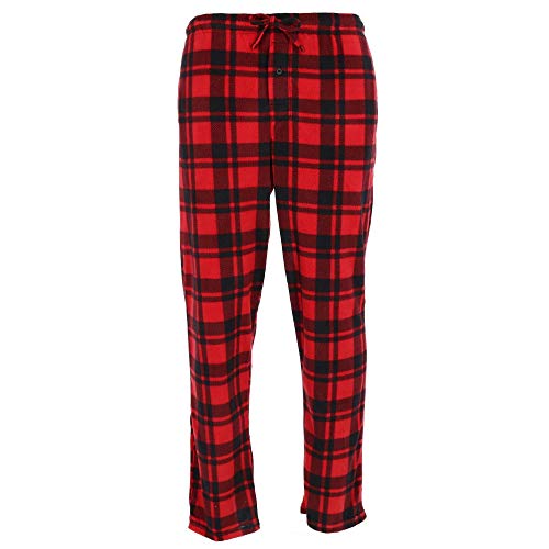 Hanes Mens Fleece Pajama Pants, Large, Red Plaid