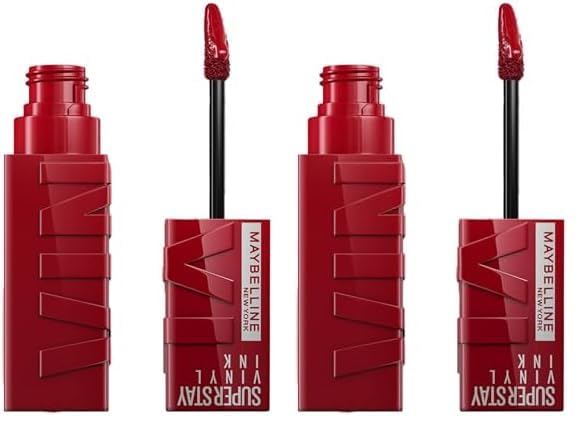 Image of Maybelline High-Glossy New York Superstay Vinyl Ink Liquid Lipstick - Lippy, Instant Shine & Transfer Proof. Last Up To 16Hr, Enriched With Vitamin E & Aloe | 4.2Ml (Pack Of 2)