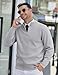COOFANDY Mens Zipper Sweater Slim Fit Casual Dress Sweaters Pullovers Long Sleeve Golf Sweater Light Gray X-Large