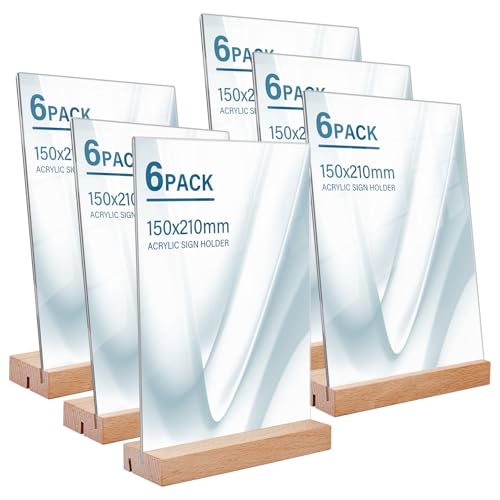 Expositor Metacrilato Metraquilato Transparente A5: 6 Piezas Soporte Metacrilato A5, Metacrilato Transparente, Porta Precios, Soportes de Sobremesa Acrílico para Restaurantes Menú Oficina Documentos