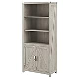 Bush Furniture Cottage Grove Tall 5 Shelf Bookcase with Doors in Cottage White