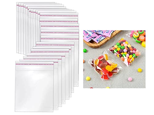 Bolsas celofán transparente, bolsas de plástico cierre autoadhesivas, bolsas autoadhesivas de embalaje para joyas, regalos y chuches. (7 X 10 Cm (200 Piezas))