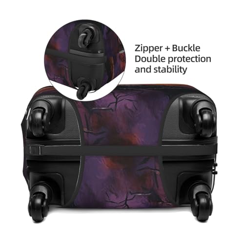Gothic Raven On Branch Elastic Travel Luggage Covers Dustproof Scratch-Resistant Suitcase Protector Fit 22-24 Inch2