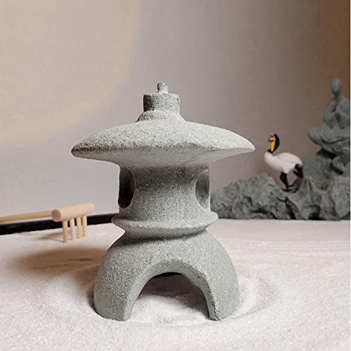 Owmell Mini Stone Pagoda Statue Garden Decor, Japanese Pagoda Lantern For Zen Garden Decor, Fish Aquarium Decoration, Micro Landscape Decor - Round 3.5 Inch #TOP4