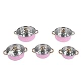 Elprico Edelstahl-Kochgeschirr-Set, 5-teiliges Kochgeschirr-Set, Kompatibel mit Induktions-, Elektro- und Gaskochfeldern, Suppentopf mit Deckel, Zwei Griffen, Kleiner Soßen-Suppentopf