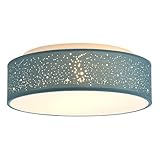 Zedelmaier Deckenlampe Stoff 38cm E27x2 max.40W Deckenleuchte mit Sternenhimmel Wohnzimmer Schlafzimmer Kinderzimmer Flur Küche Lampe Decke Stoffdeckenlampe Rund (Türkis, Ø38x12,5cm)
