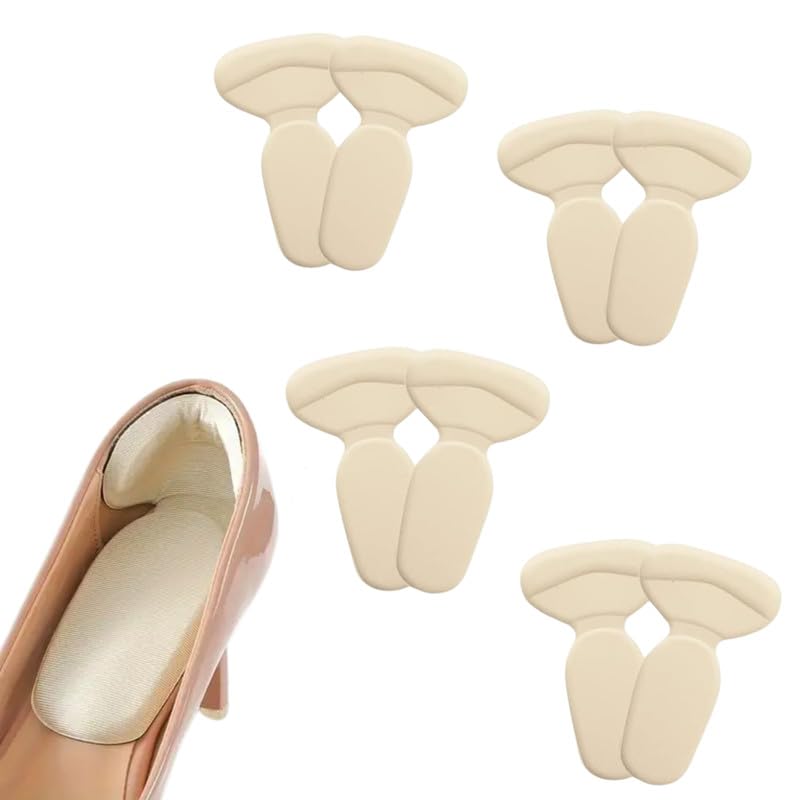 Wonder Care 8pcs (4pair) Shoe Insole Heel Cushion Pad, Self Adhesive Reusable High Heel Grips for Losse Shoes, Shoe Bite Protectors, Heel Liners for Comfort & Heel Pain Relief