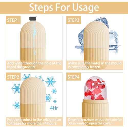 XHJRI Ice Cube Roller Massager for Face, Eyes and Neck, Naturally Conditioning Skin Care, De-Puff Eye Bags, Reduce Migraine Pain, Reusable Massage Silicone Ice Mold - Image 8