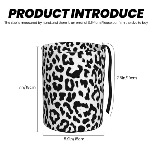Image of Small Car Trash Can, Black and White Leopard Design Hanging Foldable Car Trash Bag, Waterproof Leakproof Garbage Bin, Car Interior Organizer Accessories