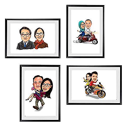 Image of DK Decors Personalized Anniversary Couple Caricature Fiber Plastic Photoframe Gifts for Your Lovable Soul (Size 8x10 Inch, Multicolor, DK005)