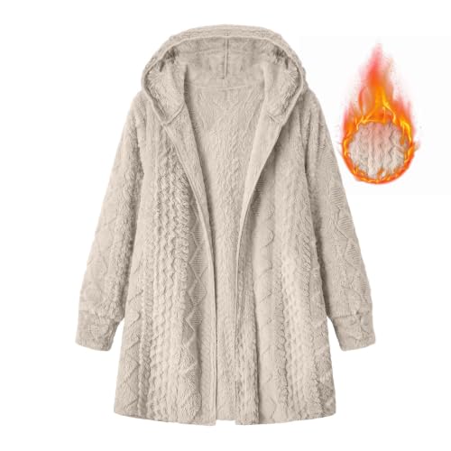Womens Plush Fleece Jacket Hooded Full Zip Long Sleeve Warm Winter Coats — view 6