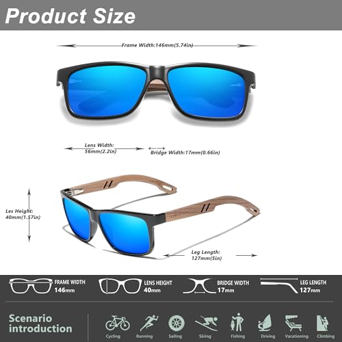 Kingseven Sonnenbrille aus TR90 mit Walnuss Holz für Herren