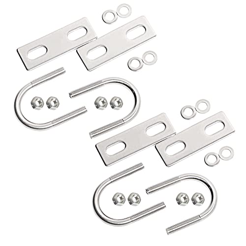 Image of Round U-Bolts 27mm 1.06 inch M6 Inner Width 304 Stainless Steel Self-Locking Nylon Insert Hex Nuts Flat Washers Lock Plate for Car /Motorhome /Sailing Trailer Replacement Part and Accessorie 4Pcs