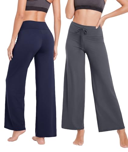 Image of TNNZEET Women's Wide Leg Pants - Casual Loose Yoga Trouser Pants Sweatpants Palazzo Lounge Pajama Pants