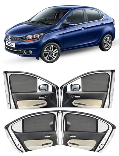 Image of Autofact Car Sunshades for Tata Tigor, UV Protection, Useful Car Accessories, Custom fit Sun Shades for Side Windows, Set of 4
