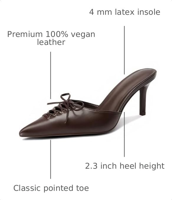 Image of Dsevht Black Kitten Heels for Women Pointed Closed Toe Dressy Bow Heel Vintage Heeled Mules Sexy Pointy Studded Slip on Stiletto Pump Shoes