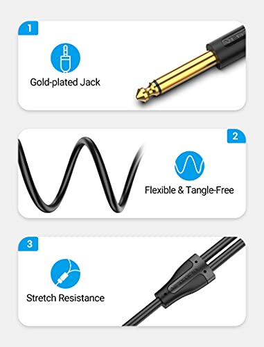 Cable splitter audio 3.5mm a dual 6.35mm 1 m miniatura 6