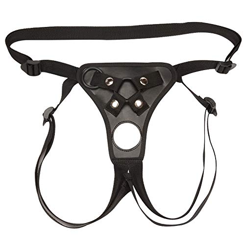 Image of Adjustable Strap On Dildo Harness, Ferch Double Hole Pegging Harness Leather Soft Ring Belt for Male (Black)