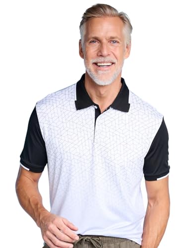 Image of Chums Men's Island Green Quick-Dry Short Sleeve Golf Polo Crease-Resistant 4-Way Stretch Fabric White M