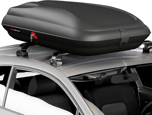 COSTWAY Car Roof Box 320L Capacity Hard Rooftop Cargo Carrier with Security Keys & Belts Waterproof Rooftop Luggage Storage Box for Car SUV Van Fits Most Cars