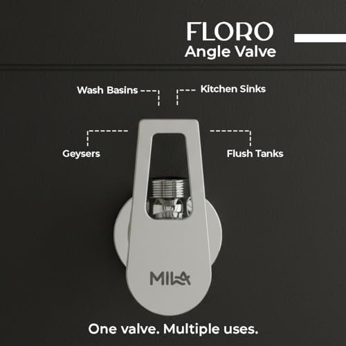 Image of Mila Floro Brass Angle Valve with Wall Flange | Mirror Chrome Finish | Quarter Turn Cartridge | inch BSP Male Thread Inlet & Outlet | Durable, Leak-Proof, Multi-Purpose| 10-Year Warranty