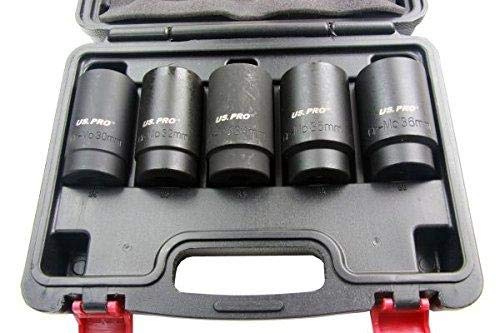 Us Pro B1431 5pc Deep Hub Nut Sockets Socket Set, 12 Point, 30, 32, 34, 35, 36mm