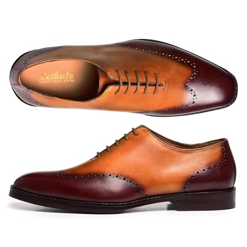 Image of Lethato Handcrafted Wholecut Oxford Men's Genuine Leather Lace Up Dress Shoes