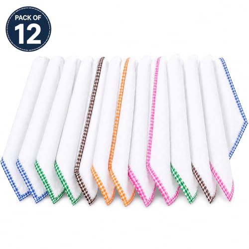 Image of ANTONIA Cotton Hand Towels Pack of 12 | for Face Hair Gym Bathroom Kitchen Hotel and Wash Basin Use | Cotton Fabric | White Small Towels 13 X 20 Inches Multipurpose Set