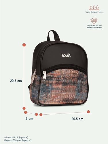 Image of ZOUK Dalila Mini Daypack | Stylish Small Backpack for Women | Compact | Bag for Girls | Daily College Use | Travel Day Pack | Vegan Leather | Handcrafted | Water-Resistant