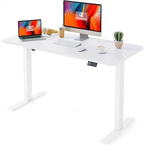 MAIDeSITe Höhenverstellbarer Schreibtisch120 x 60cm-Schreibtisch Höhenverstellbar Elektrisch Sitz & Stehpult -Schreibtisch Höhenverstellbar mit Tischplatte(S1 Pro) 120 x 60 cm Grau Gestell +
