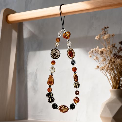 Image of Cute Beaded Camera Wrist Strap for Phone, Digital Camera Charm Lanyard, Pearl Beaded Chain for Bag Keychain Gift