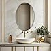 Howard Elliott Frameless Hanging Wall Mirror, Oval (24 x 36 Inch), Silver...