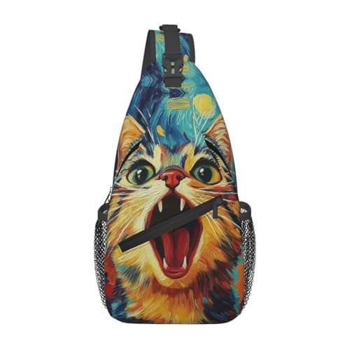 Crossbody Sling Backpack Bag Orange Cats Mini Casual Shoulder Daypack Chest Bag For Women Men Travel Hiking Gym Anti Theft