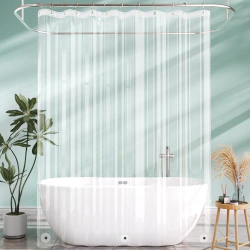 Image of AmazerBath Extra Long Shower Curtain Liner 72x108, Clear Shower Curtain Liner Tall, Waterproof Plastic Shower Liner, Washable PEVA Shower Curtain with 3 Magnets and 12 Rustproof Metal Grommets