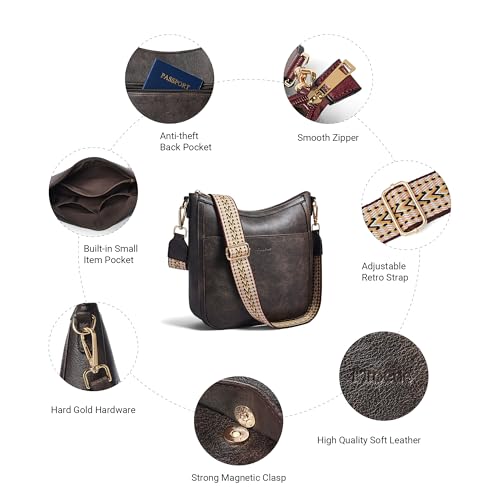 Image of Leather Crossbody Purse for Women Crossbody Bag for Daily Travel | Trendy Vegan Leather Medium Crossbody Purse with Adjustable Strap Women's Hobo Shoulder Handbags for Work